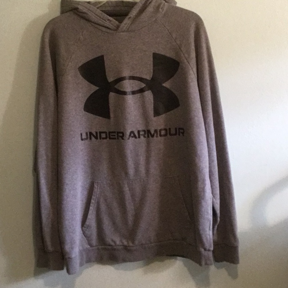 Under Armour Gray Pullover Hoodie with Black Logo